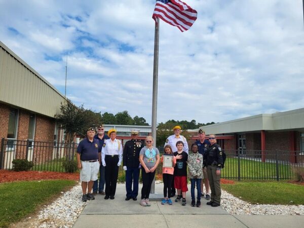 Post 68 Leland Lincoln Elementary flag